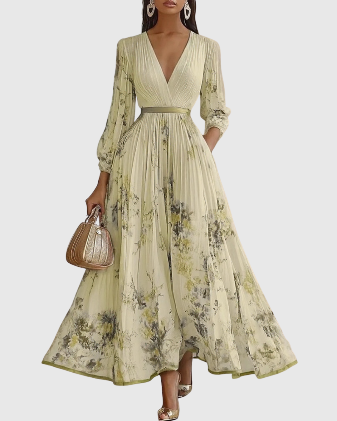 Rowella - Elegantna Plisirane Maxi Haljina
