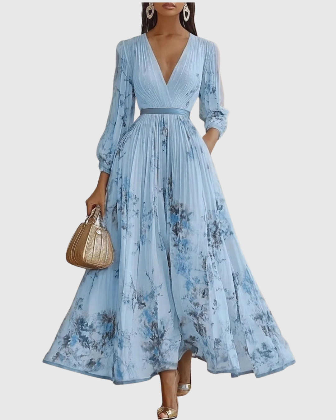Rowella - Elegantna Plisirane Maxi Haljina