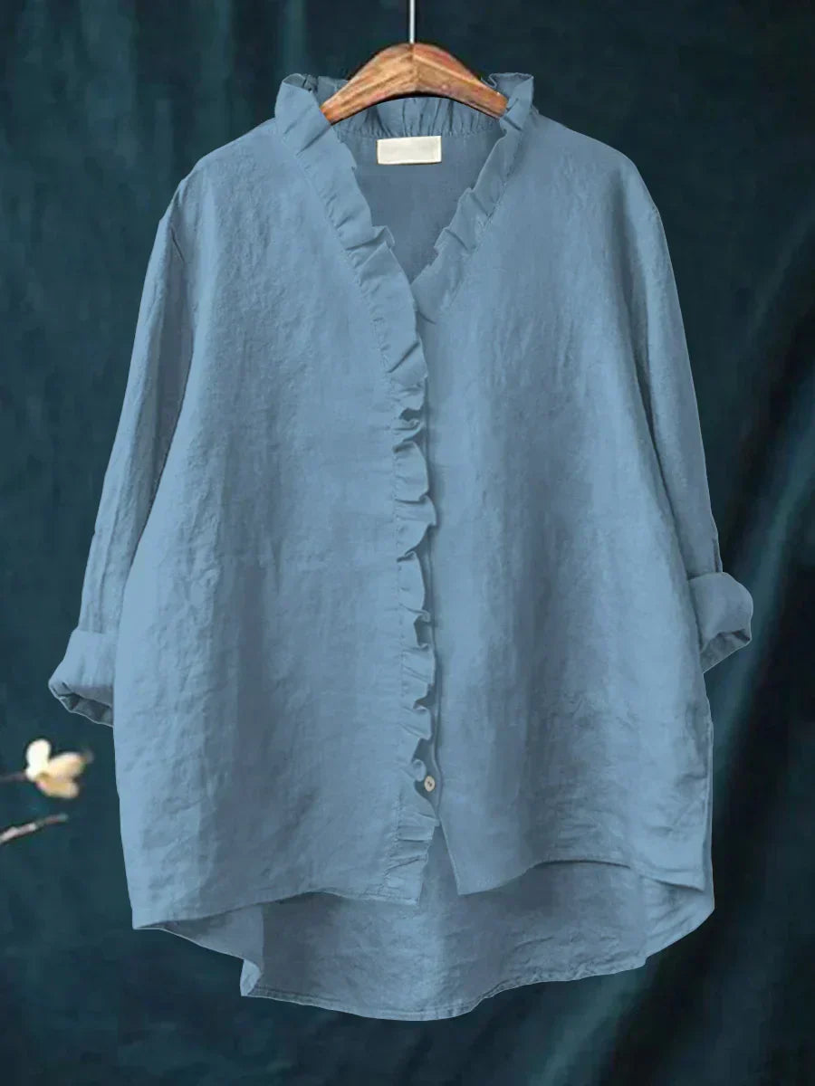 Lily | Bluza od pamuka i lana s volanima