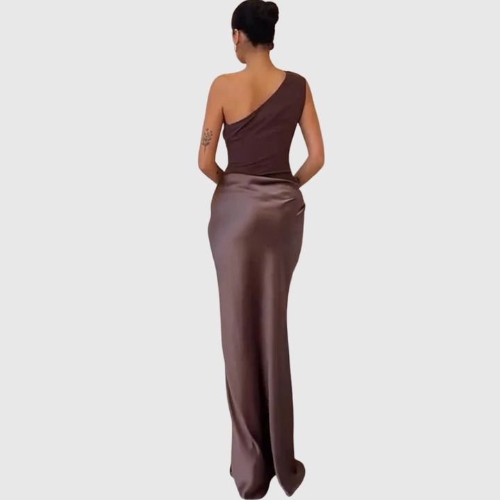 Aleida | Haljina Maxi Saten s Jednim Rame