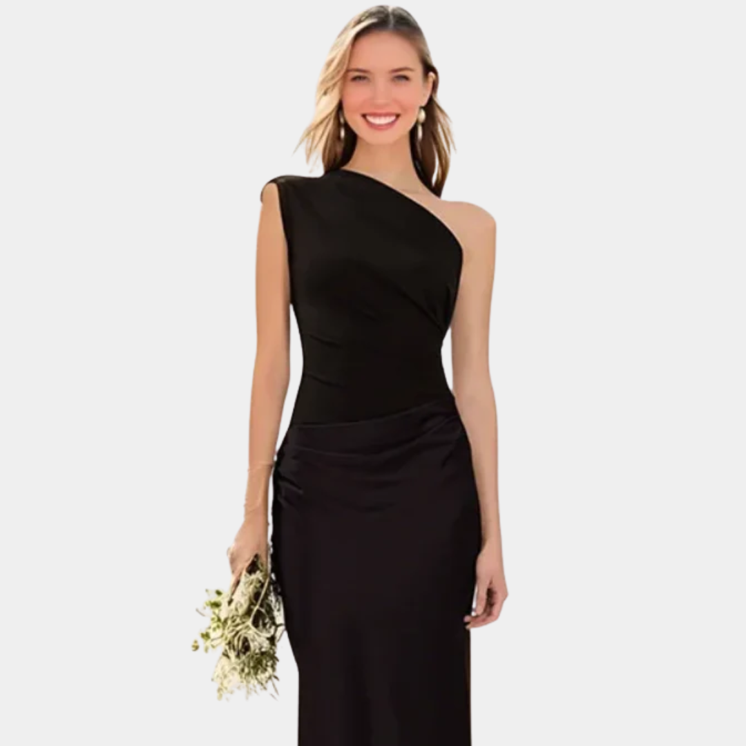 Aleida | Haljina Maxi Saten s Jednim Rame
