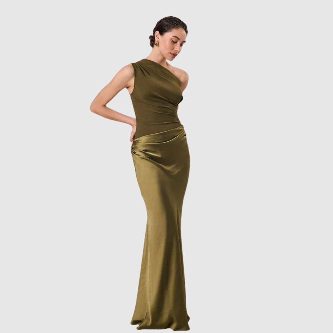 Aleida | Haljina Maxi Saten s Jednim Rame
