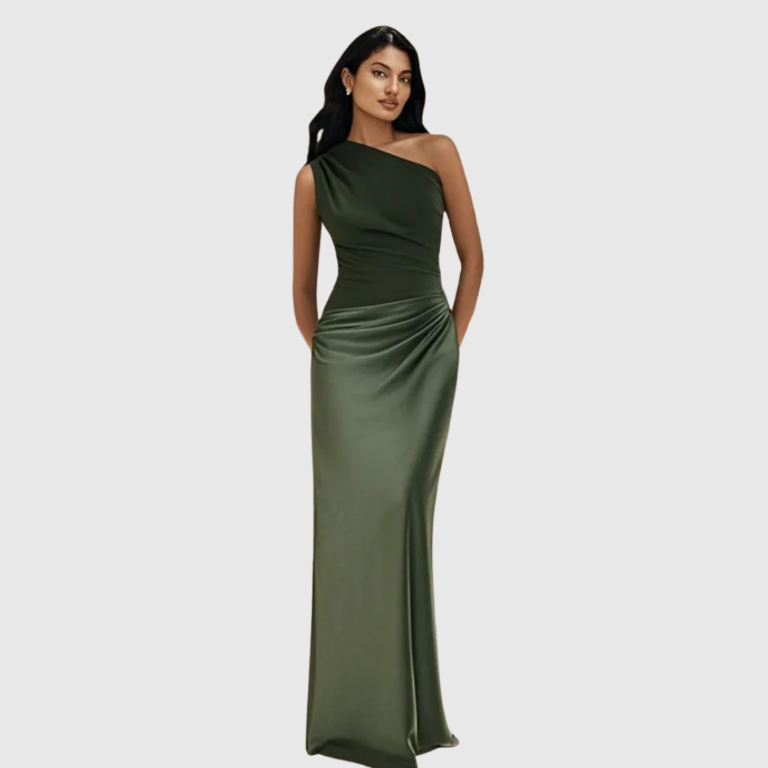 Aleida | Haljina Maxi Saten s Jednim Rame