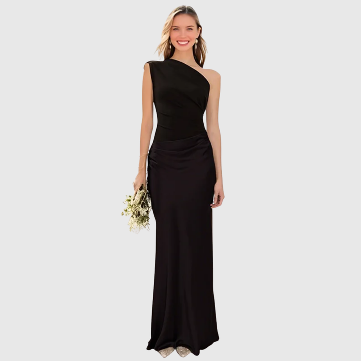 Aleida | Haljina Maxi Saten s Jednim Rame