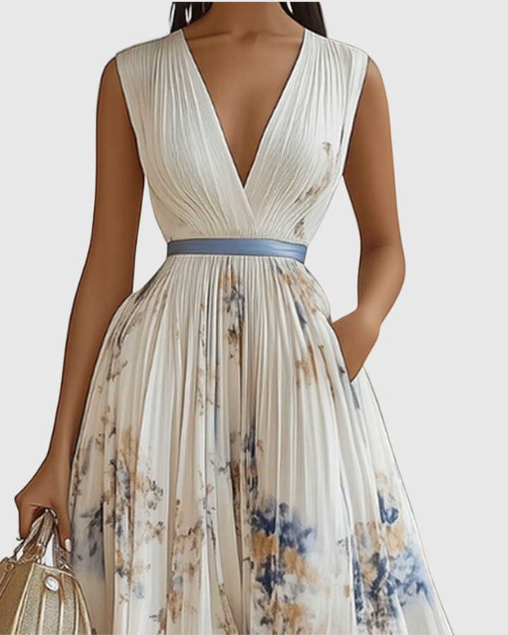 Rowella - Elegantna Plisirane Maxi Haljina