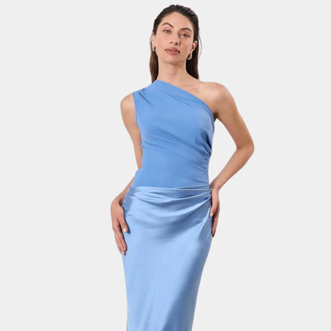 Aleida | Haljina Maxi Saten s Jednim Rame