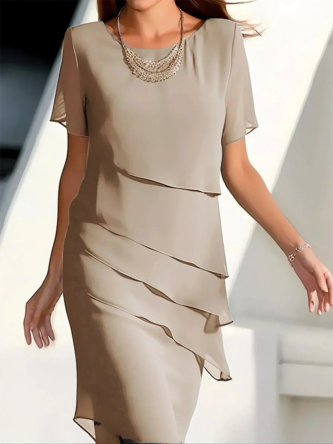 Aria - Vječna Chiffon Haljina s Raskošnim Naborima