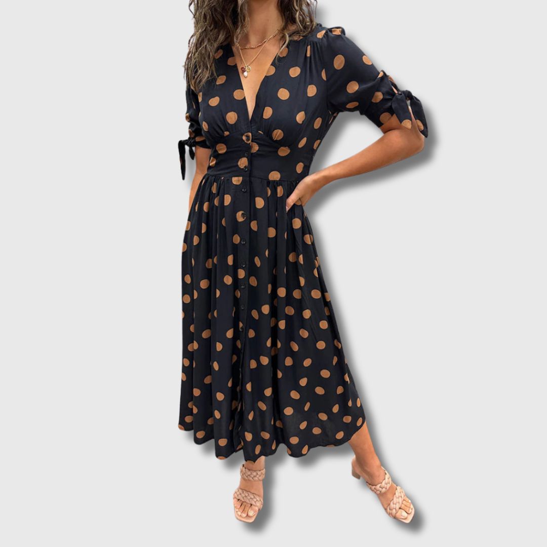 Monique – Ženska vintage haljina s točkicama