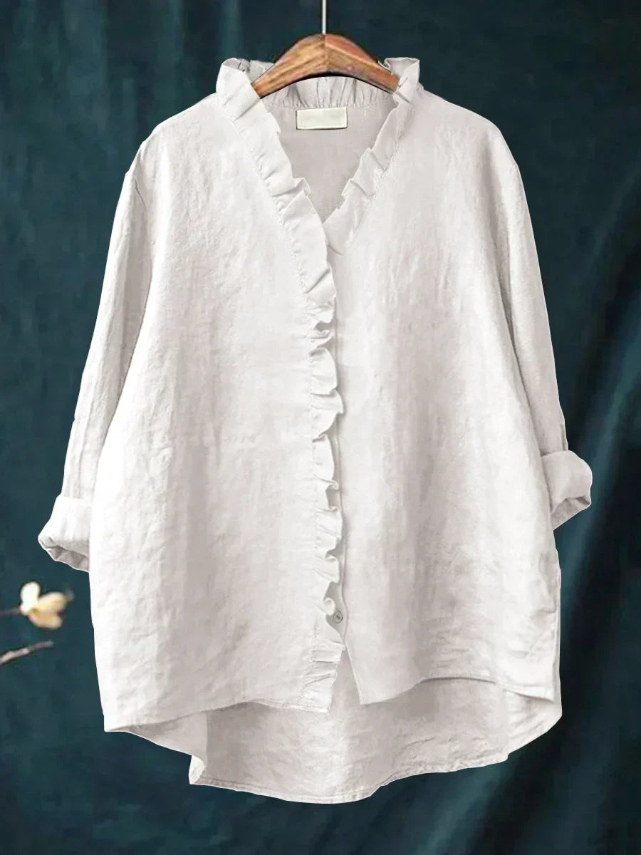 Lily | Bluza od pamuka i lana s volanima
