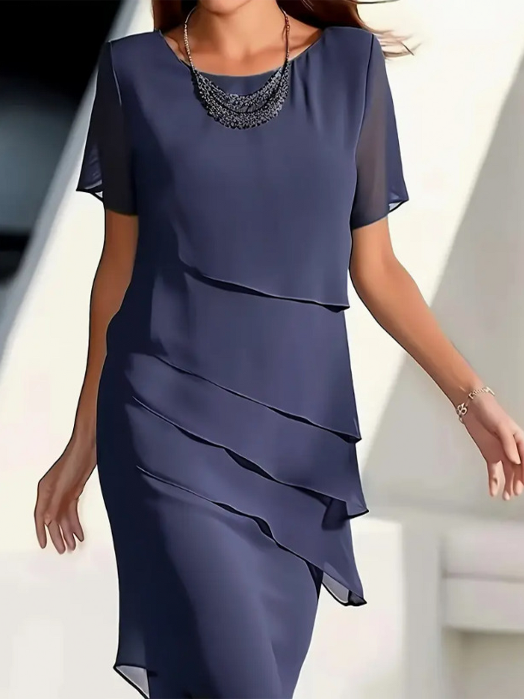 Aria - Vječna Chiffon Haljina s Raskošnim Naborima